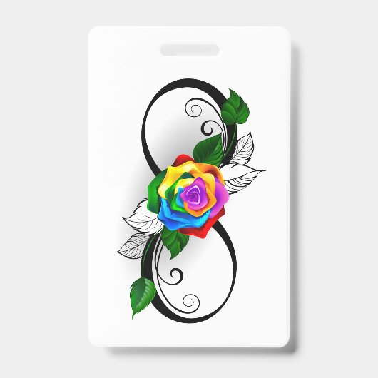 Oneindigheidssymbool met regenboogroos badge (Voorzijde)