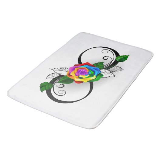 Oneindigheidssymbool met regenboogroos badmat (Gekanteld)