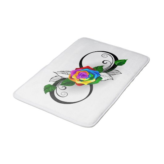 Oneindigheidssymbool met regenboogroos badmat (Gekanteld)