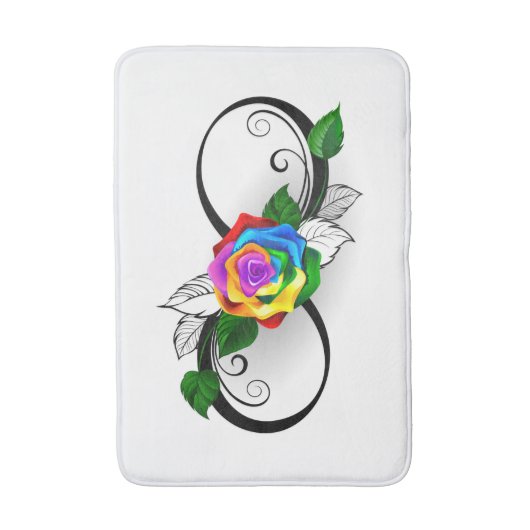 Oneindigheidssymbool met regenboogroos badmat (Voorkant Verticaal)