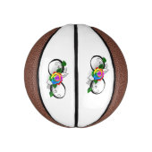 Oneindigheidssymbool met regenboogroos basketbal (Verticaal)