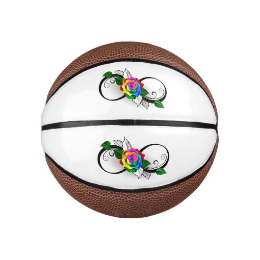 Oneindigheidssymbool met regenboogroos basketbal (Voorkant)