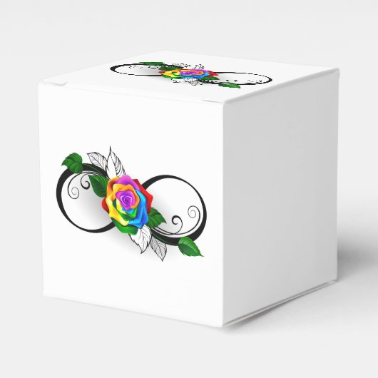 Oneindigheidssymbool met regenboogroos bedankdoosjes (Voorkant Zijde)