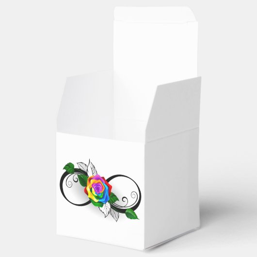 Oneindigheidssymbool met regenboogroos bedankdoosjes (Geopend)