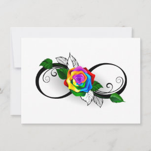 Oneindigheidssymbool met regenboogroos bedankkaart