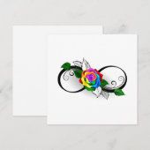 Oneindigheidssymbool met regenboogroos bedankkaart (Voorkant / Achterkant)