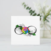 Oneindigheidssymbool met regenboogroos bedankkaart (Staand voorkant)