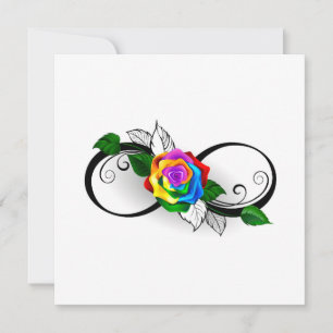 Oneindigheidssymbool met regenboogroos bedankkaart