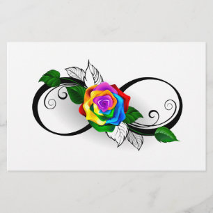 Oneindigheidssymbool met regenboogroos briefpapier