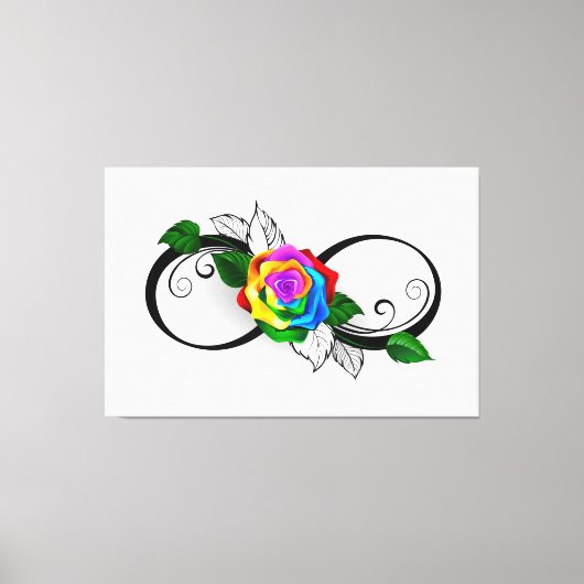 Oneindigheidssymbool met regenboogroos canvas afdruk (Voorkant)