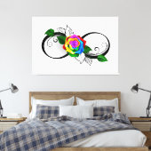 Oneindigheidssymbool met regenboogroos canvas afdruk (Insitu (Slaapkamer))