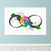 Oneindigheidssymbool met regenboogroos canvas afdruk (Insitu (Houten vloer))