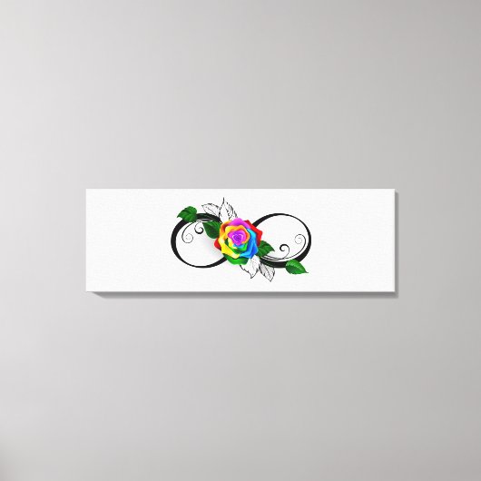 Oneindigheidssymbool met regenboogroos canvas afdruk (Voorkant)