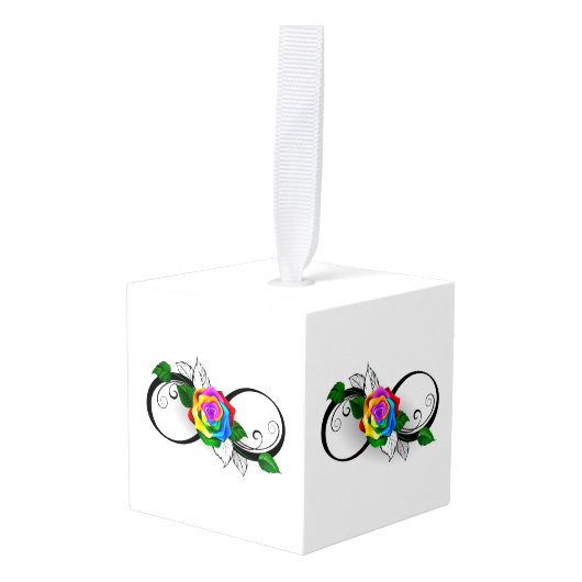 Oneindigheidssymbool met regenboogroos decoratie (Voorkant hoekig)
