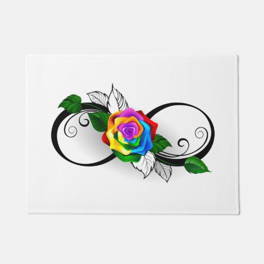 Oneindigheidssymbool met regenboogroos deurmat (Voorkant)