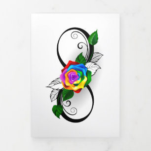 Oneindigheidssymbool met regenboogroos drieluik wenskaart