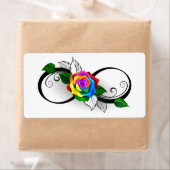 Oneindigheidssymbool met regenboogroos etiket (Insitu)