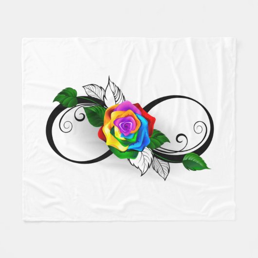 Oneindigheidssymbool met regenboogroos fleece deken (Voorkant (Horizontaal))