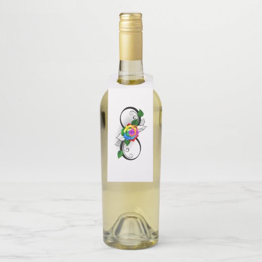 Oneindigheidssymbool met regenboogroos flessenhanger (Op fles)