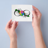 Oneindigheidssymbool met regenboogroos flyer (Hand)