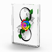 Oneindigheidssymbool met regenboogroos fotoblokken (Rechts)