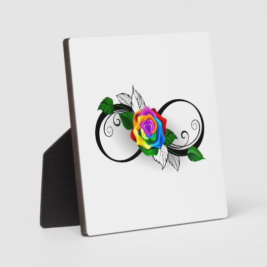 Oneindigheidssymbool met regenboogroos fotoplaat (Voorkant)