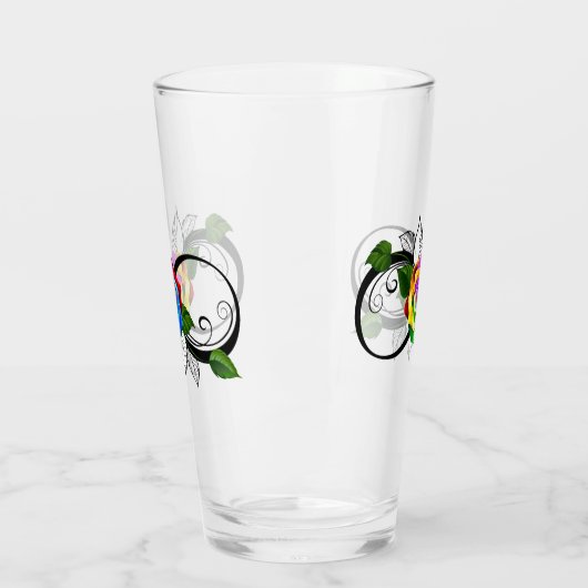 Oneindigheidssymbool met regenboogroos glas (Links)