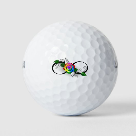 Oneindigheidssymbool met regenboogroos golfballen (Voorkant)