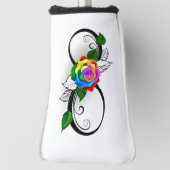 Oneindigheidssymbool met regenboogroos golfheadcover (Draai 90)
