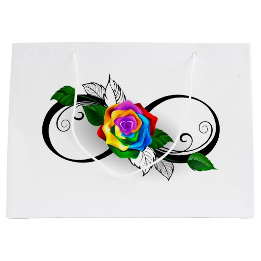 Oneindigheidssymbool met regenboogroos groot cadeauzakje (Voorkant)