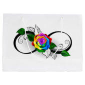 Oneindigheidssymbool met regenboogroos groot cadeauzakje (Achterkant)