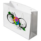 Oneindigheidssymbool met regenboogroos groot cadeauzakje (Achterkant Gekanteld)