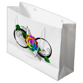 Oneindigheidssymbool met regenboogroos groot cadeauzakje (Voorkant Gekanteld)