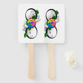 Oneindigheidssymbool met regenboogroos handwaaier (Voorkant en achterkant)