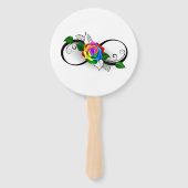 Oneindigheidssymbool met regenboogroos handwaaier (Achterkant)