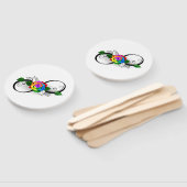 Oneindigheidssymbool met regenboogroos handwaaier (Niet-gemonteerd)