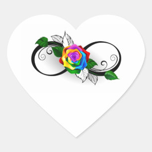Oneindigheidssymbool met regenboogroos hart sticker
