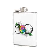 Oneindigheidssymbool met regenboogroos heupfles (Links)