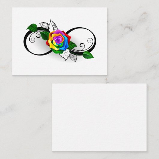 Oneindigheidssymbool met regenboogroos informatiekaartje (Voorkant / Achterkant)