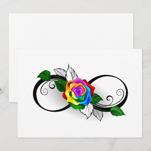 Oneindigheidssymbool met regenboogroos kaart (Voorkant / Achterkant)