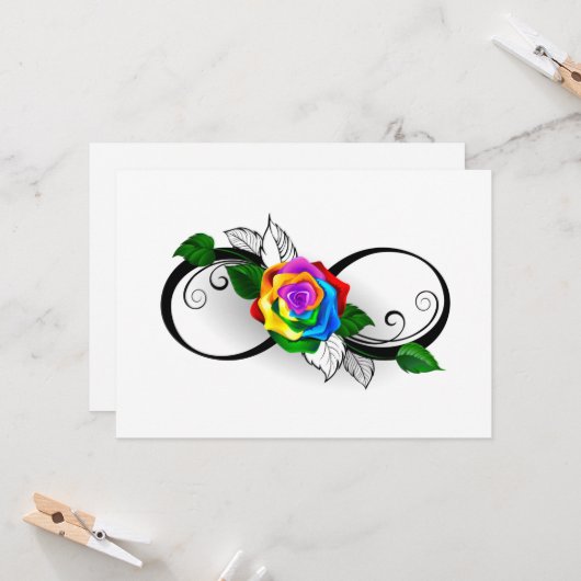 Oneindigheidssymbool met regenboogroos kaart (Voorkant / Achterkant in situ)