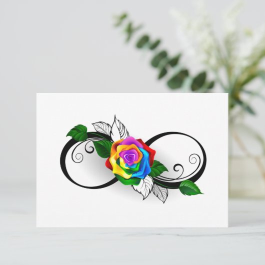 Oneindigheidssymbool met regenboogroos kaart (Staand voorkant)
