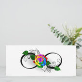 Oneindigheidssymbool met regenboogroos kaart (Staand voorkant)