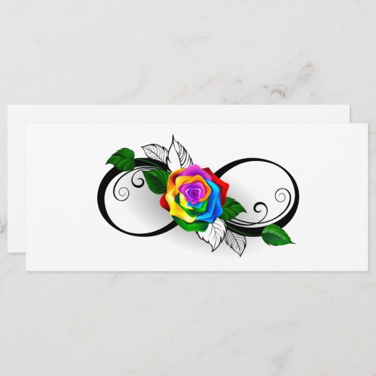 Oneindigheidssymbool met regenboogroos kaart (Voorkant / Achterkant)
