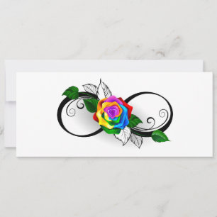 Oneindigheidssymbool met regenboogroos kaart