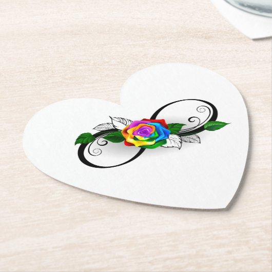 Oneindigheidssymbool met regenboogroos kartonnen onderzetters (Gekanteld)