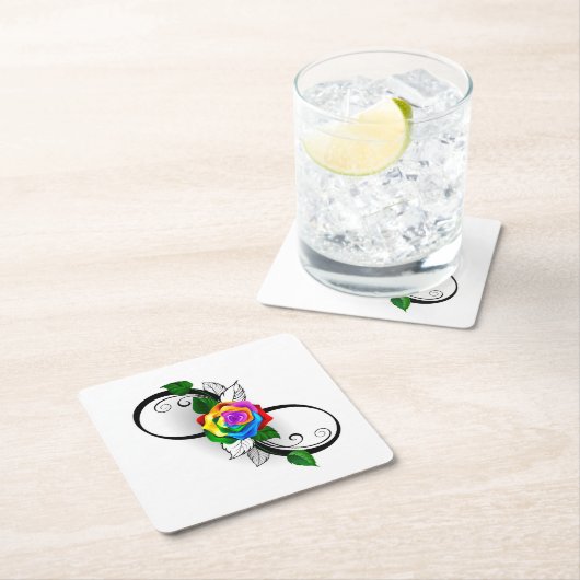 Oneindigheidssymbool met regenboogroos kartonnen onderzetters (Insitu)