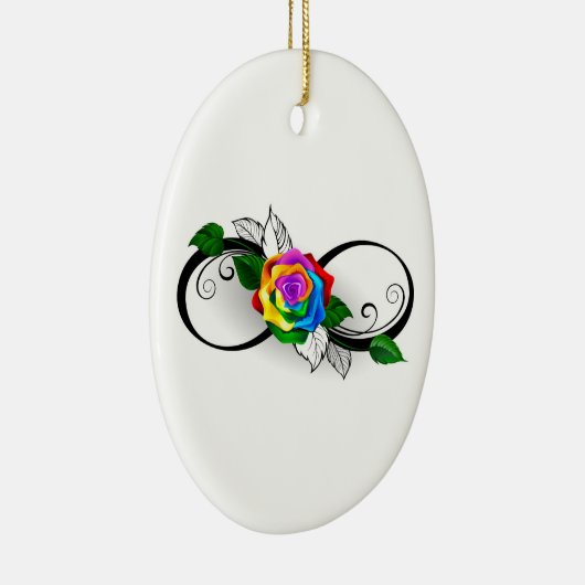 Oneindigheidssymbool met regenboogroos keramisch ornament (Rechts)