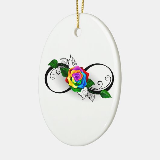 Oneindigheidssymbool met regenboogroos keramisch ornament (Links)