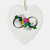 Oneindigheidssymbool met regenboogroos keramisch ornament (Rechts)